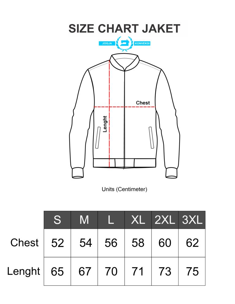 SIZE CHART - JAKET - BORDIR KAOS